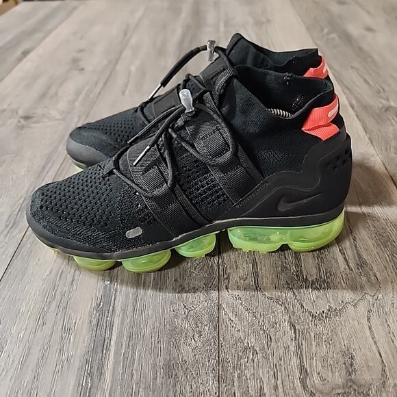Nike Air Vapormax Flyknit Utility Black Volt Green - Size 9.5 - Picture 4 of 8